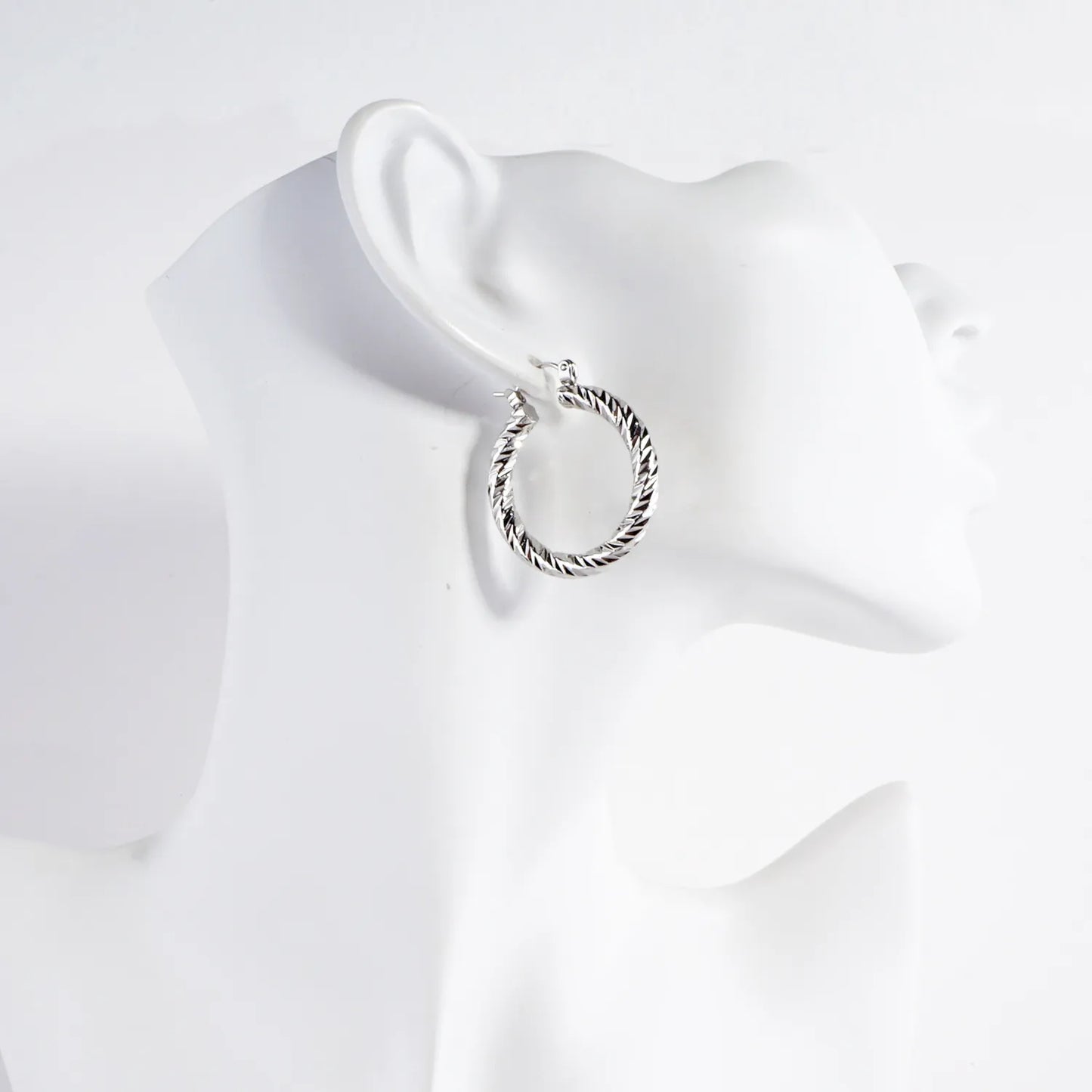 30mm Diamond Cut Textured Aluminum Hoop Earrings