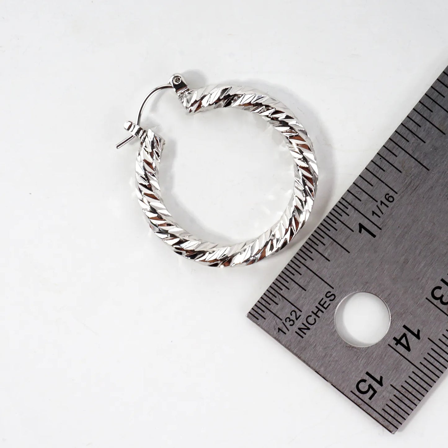 30mm Diamond Cut Textured Aluminum Hoop Earrings