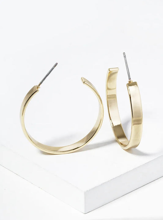 30mm Flat Wide Open Hoop Earrings