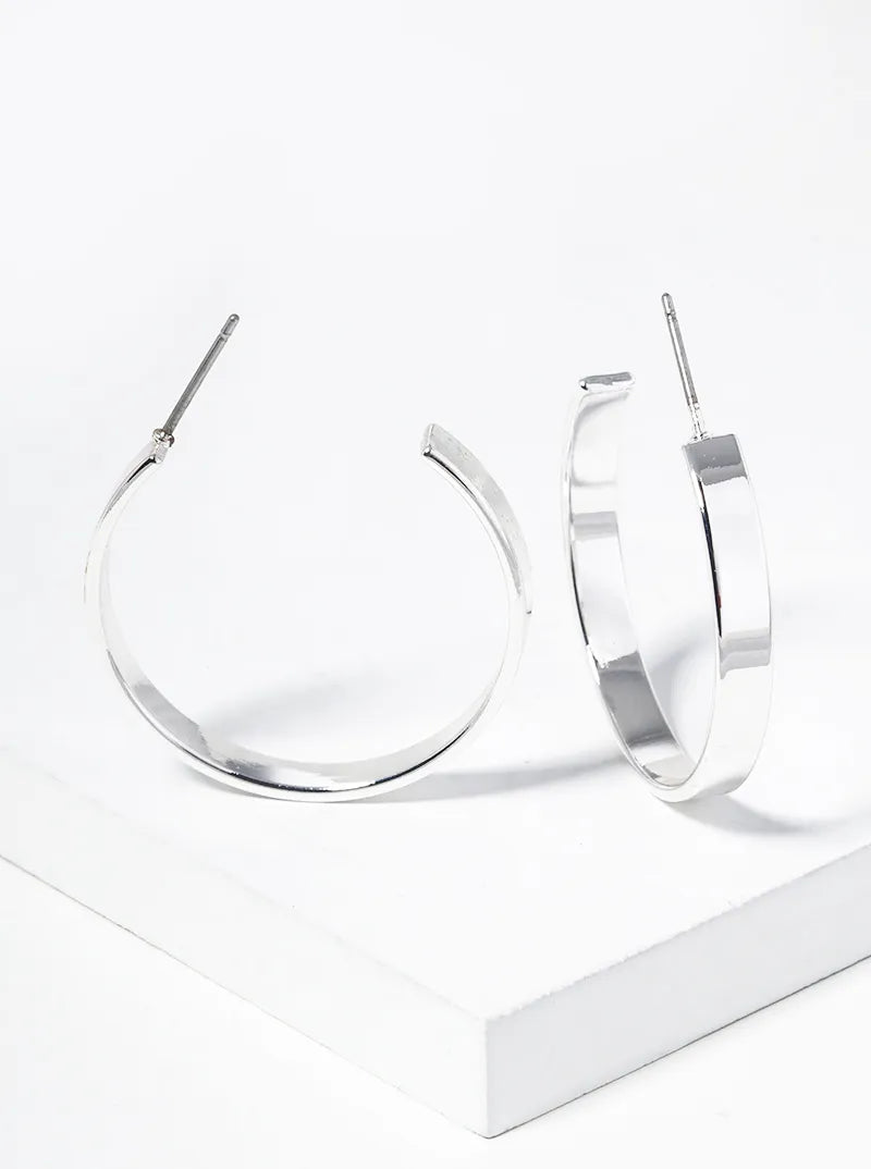 30mm Flat Wide Open Hoop Earrings