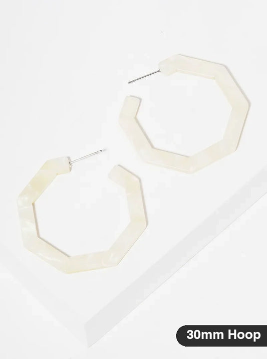 30mm Geometric Octagon Acetate Open Hoop Earrings
