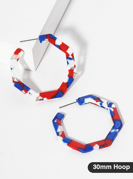 30mm Geometric Octagon Acetate Open Hoop Earrings