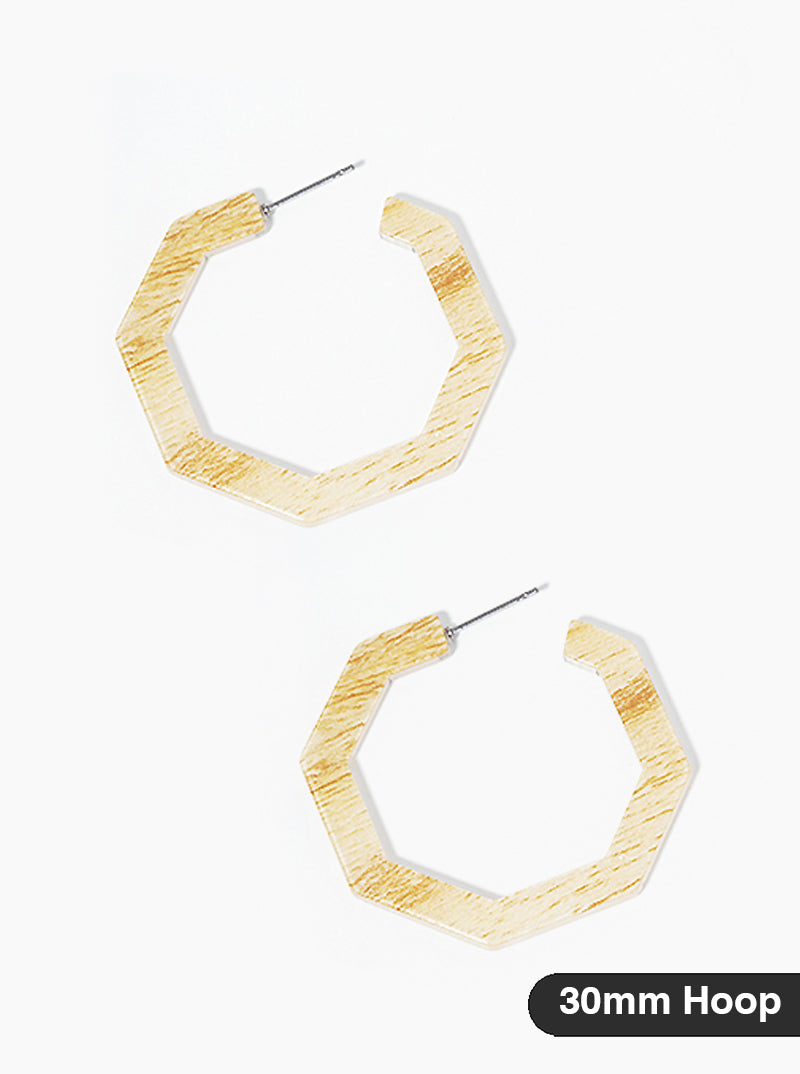 30mm Geometric Octagon Acetate Open Hoop Earrings