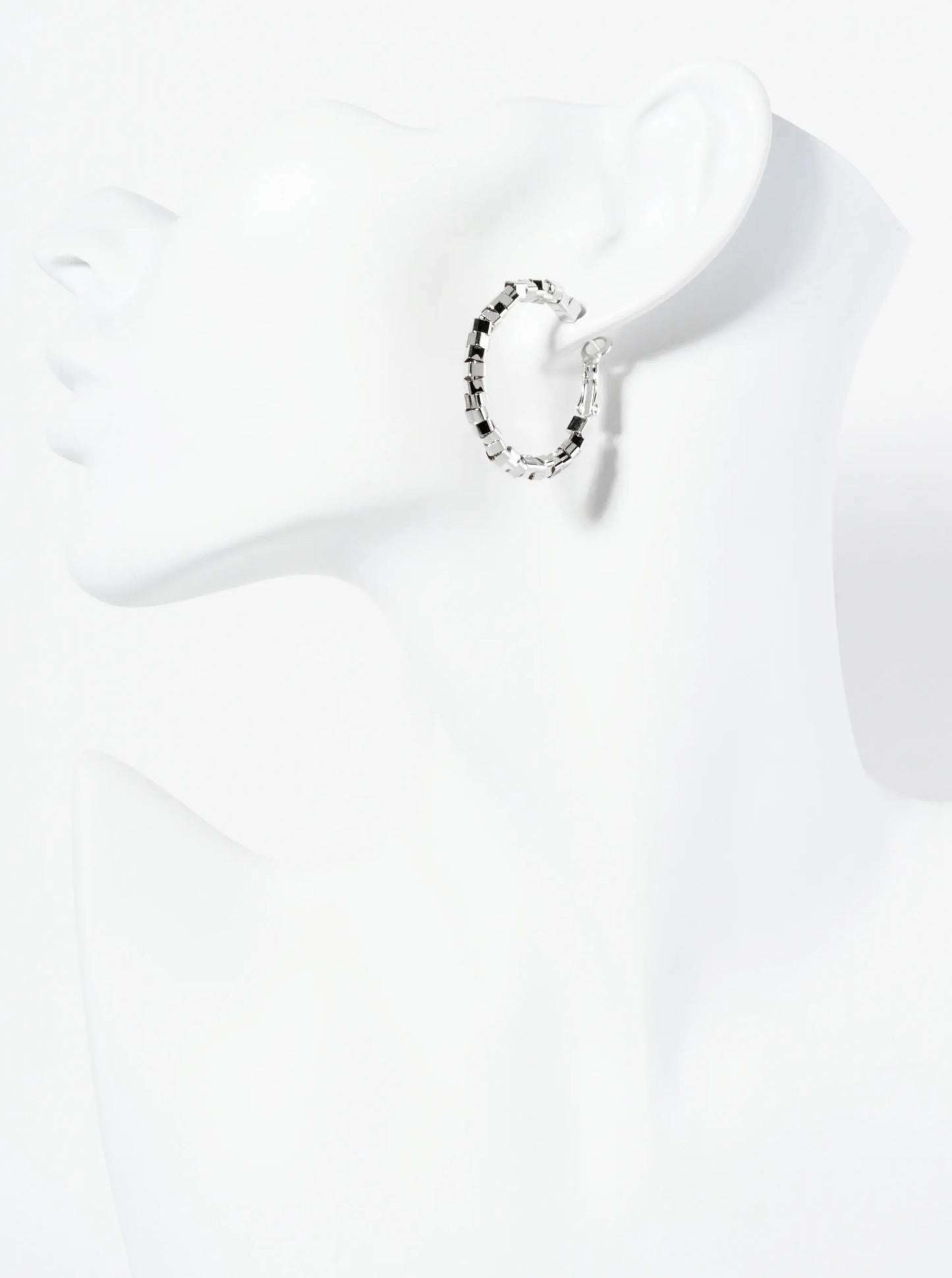 30mm Geometric Square Beaded 14K-Gold-Dipped Latch-Back Hoop Earrings