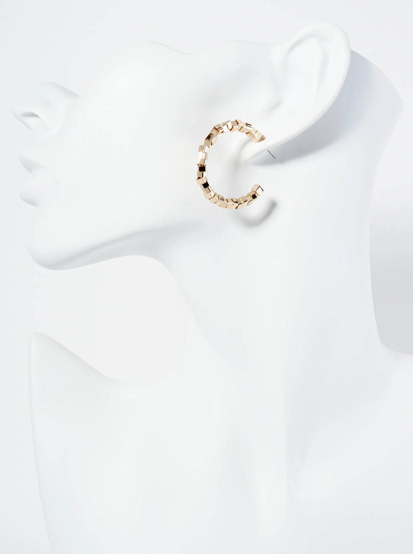 30mm Geometric Square Beaded Open Hoop Earrings