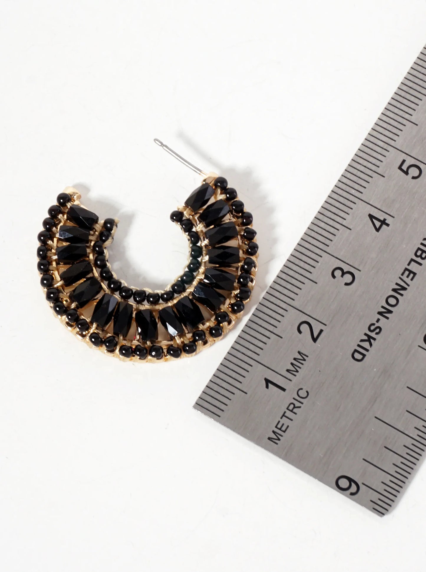 30mm Glass-Beads Thread-Wrapped 10mm Wide Open Hoop Earrings