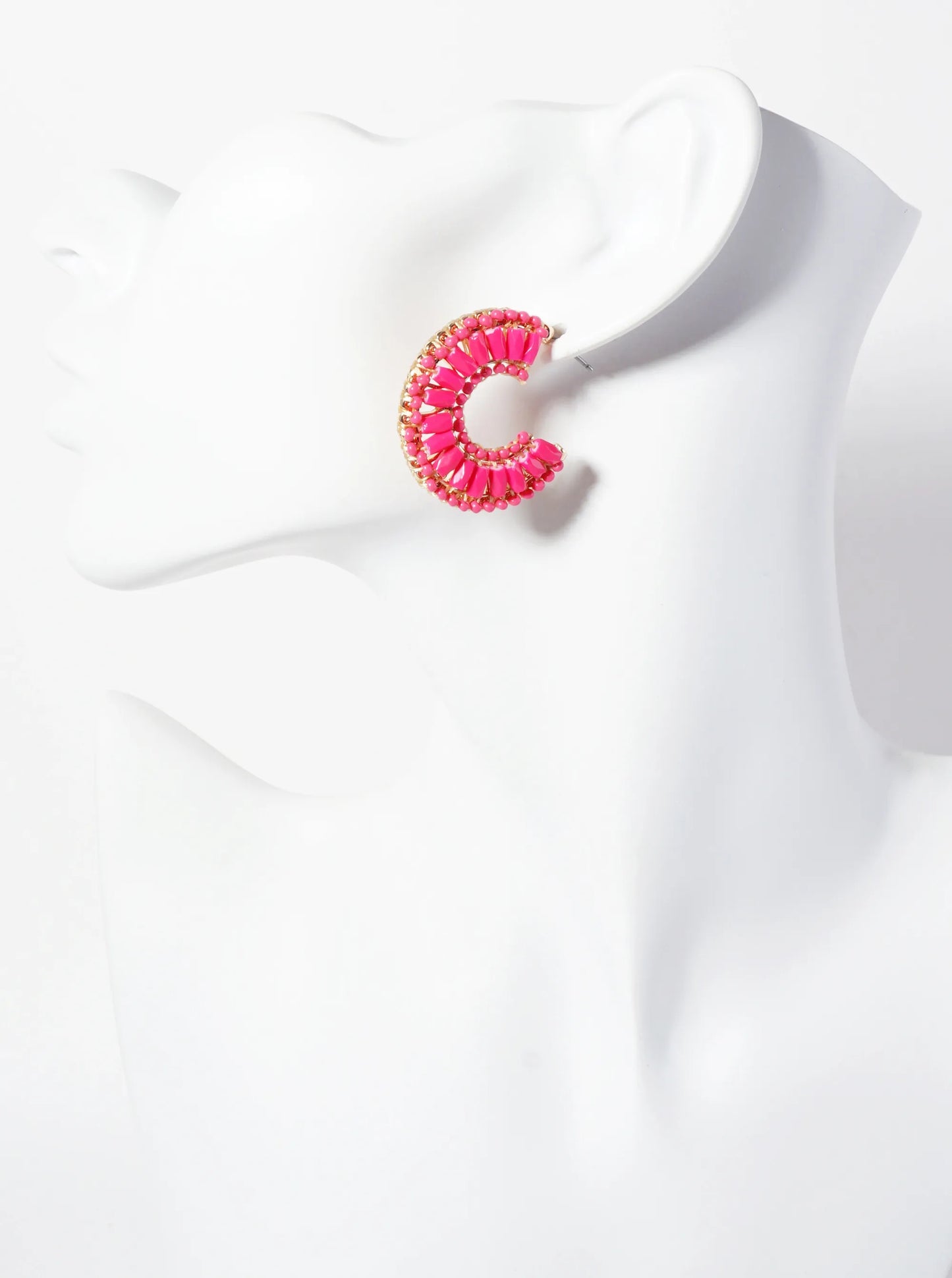 30mm Glass-Beads Thread-Wrapped 10mm Wide Open Hoop Earrings