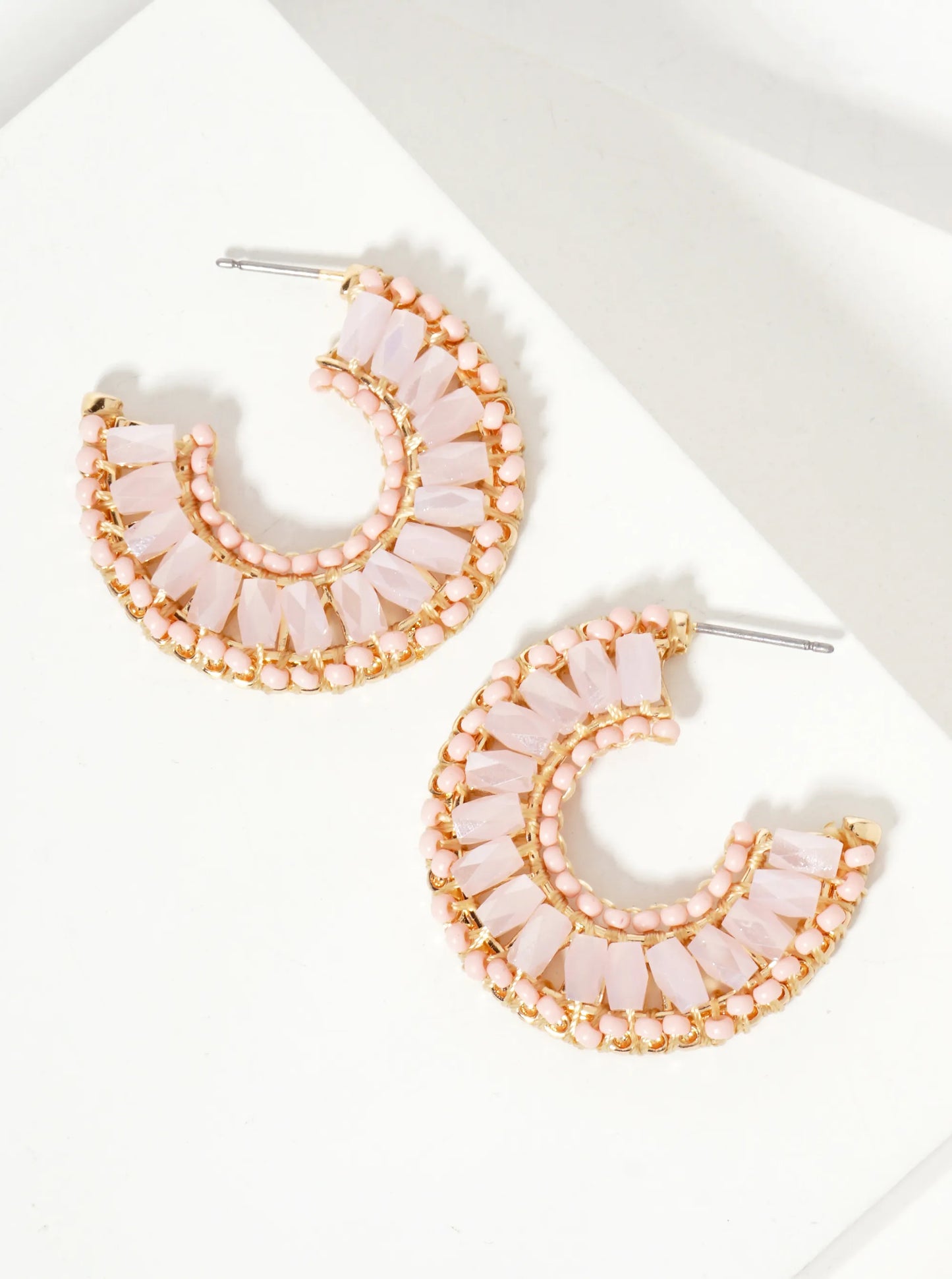 30mm Glass-Beads Thread-Wrapped 10mm Wide Open Hoop Earrings