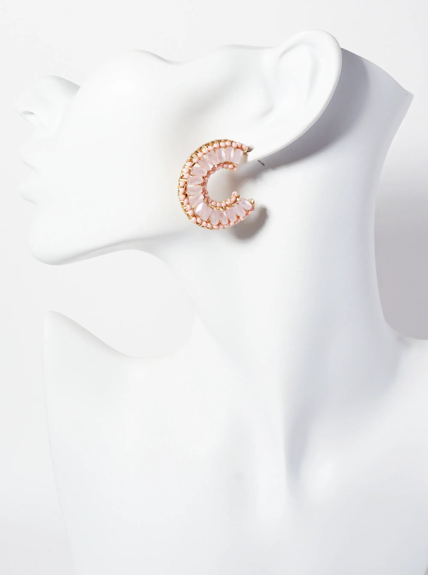 30mm Glass-Beads Thread-Wrapped 10mm Wide Open Hoop Earrings