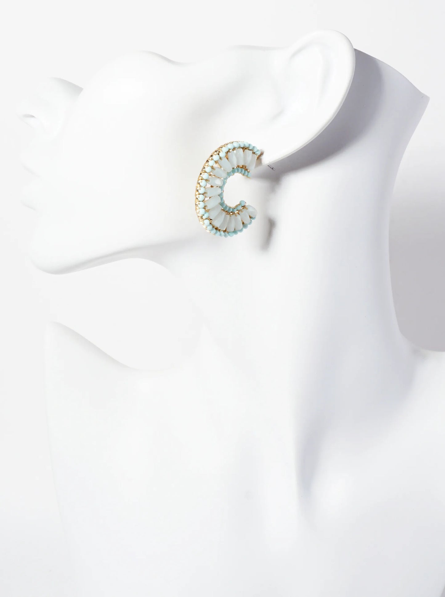30mm Glass-Beads Thread-Wrapped 10mm Wide Open Hoop Earrings