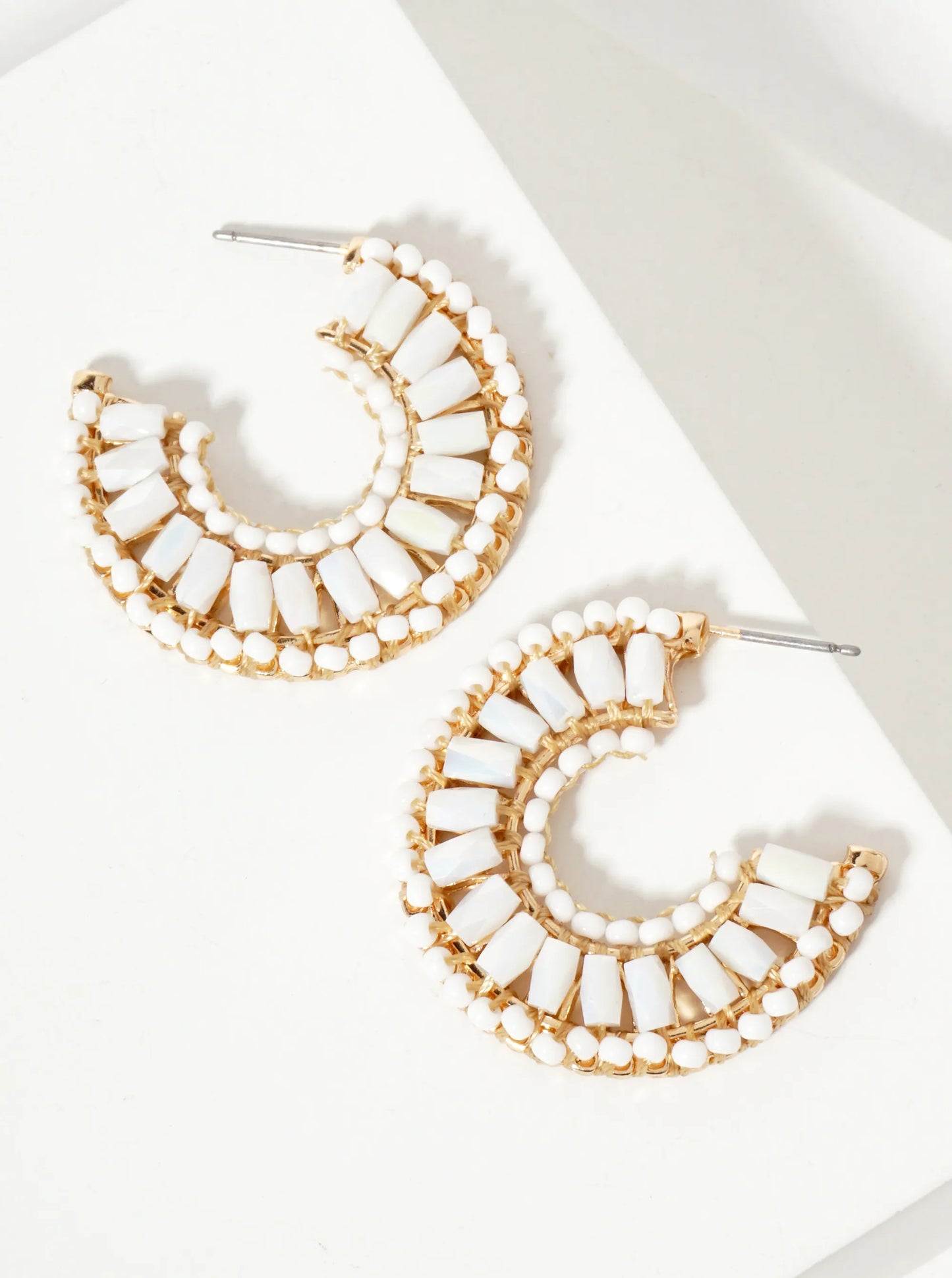 30mm Glass-Beads Thread-Wrapped 10mm Wide Open Hoop Earrings