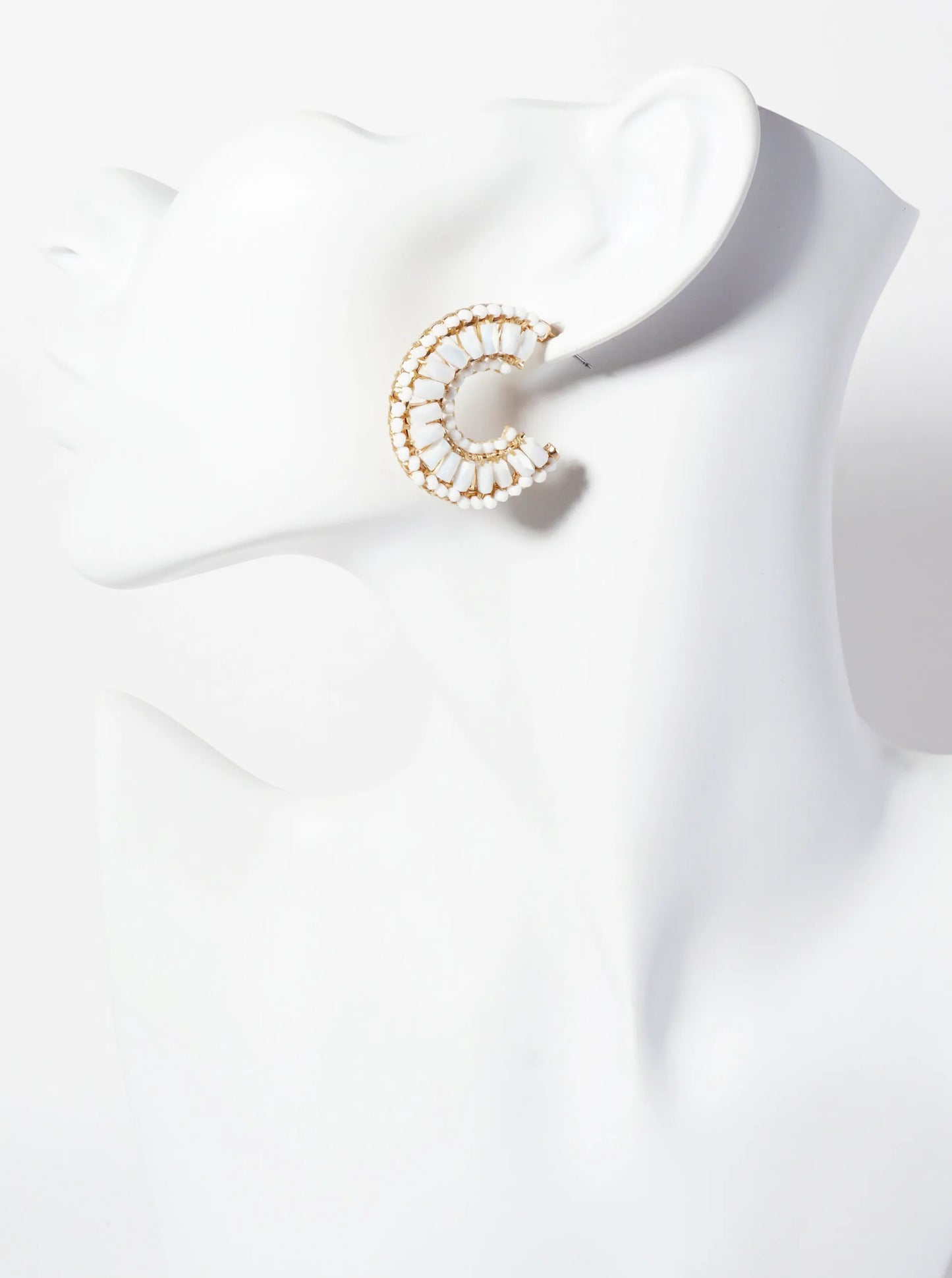 30mm Glass-Beads Thread-Wrapped 10mm Wide Open Hoop Earrings