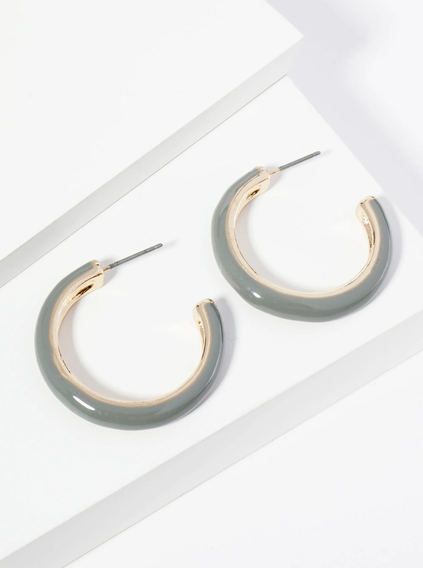 30mm Glossy Finish Enamel Hoop Earrings