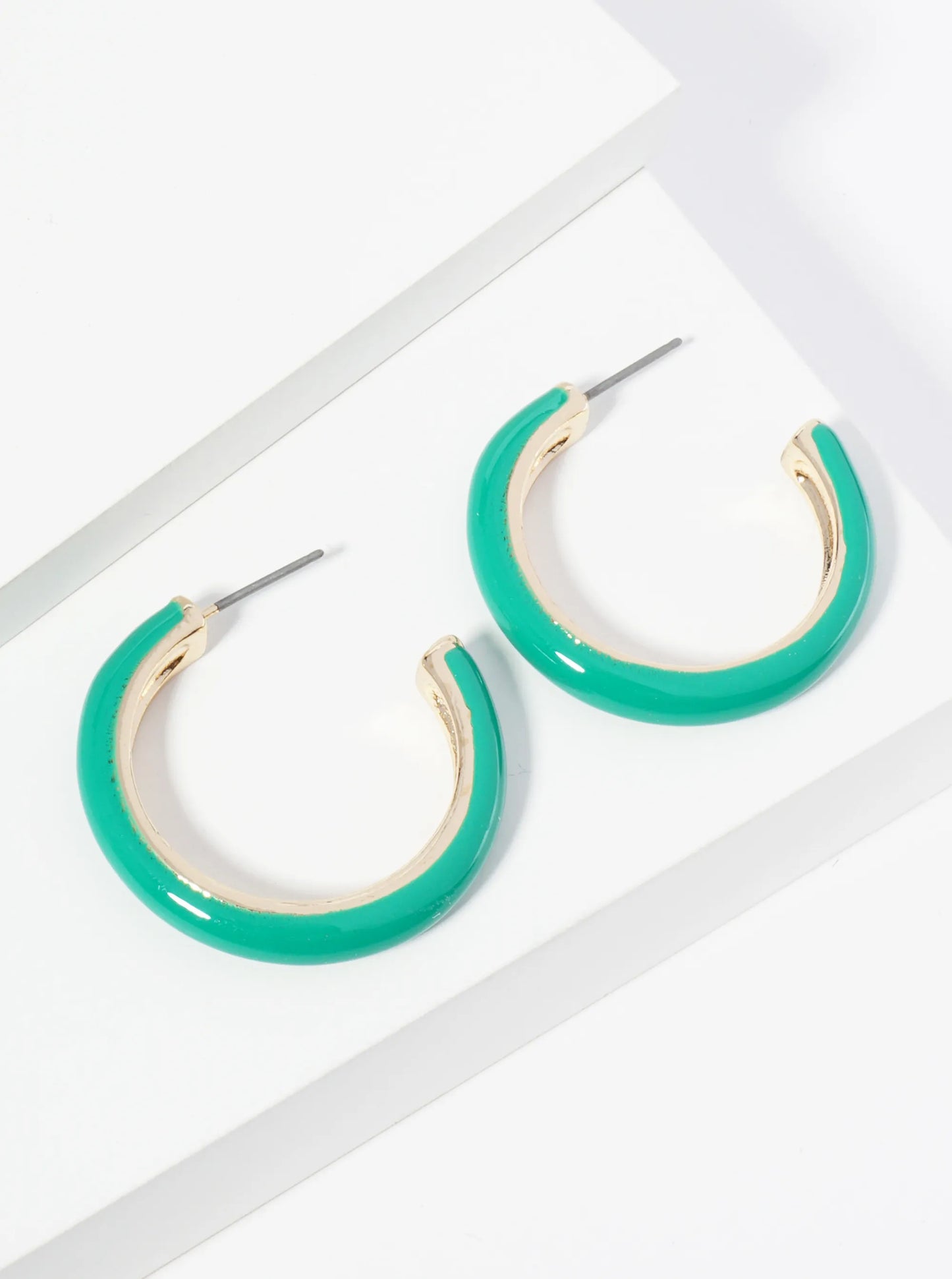 30mm Glossy Finish Enamel Hoop Earrings