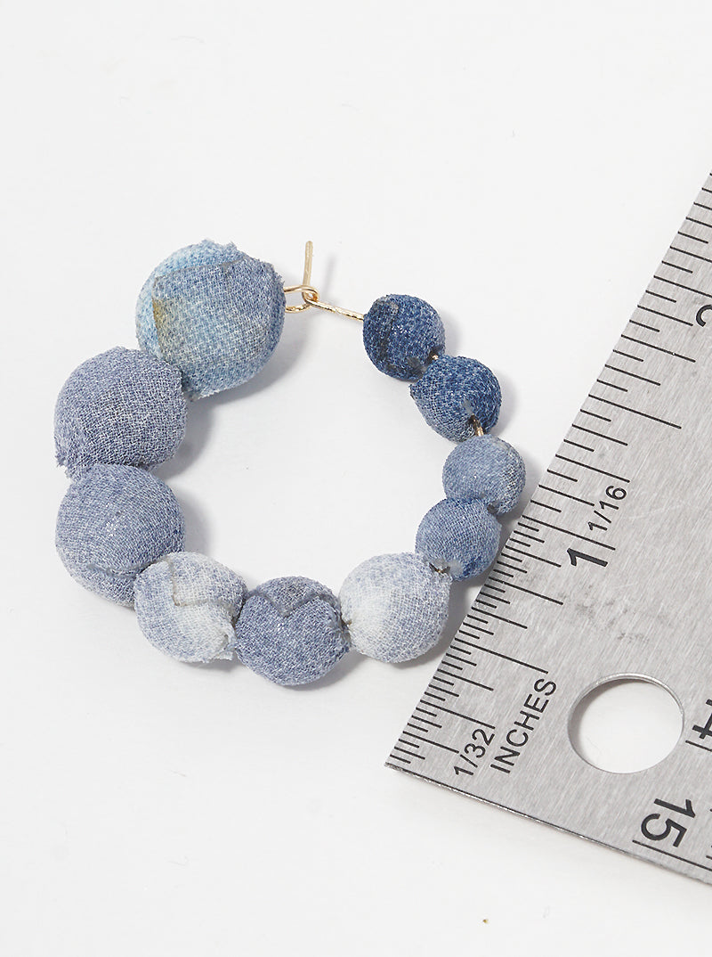 30mm Graduated Fabric Wrapped Bead Hoop Earrings