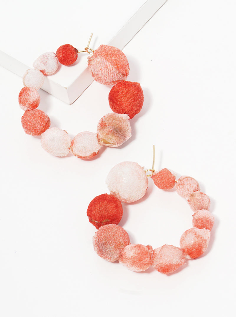 30mm Graduated Fabric Wrapped Bead Hoop Earrings