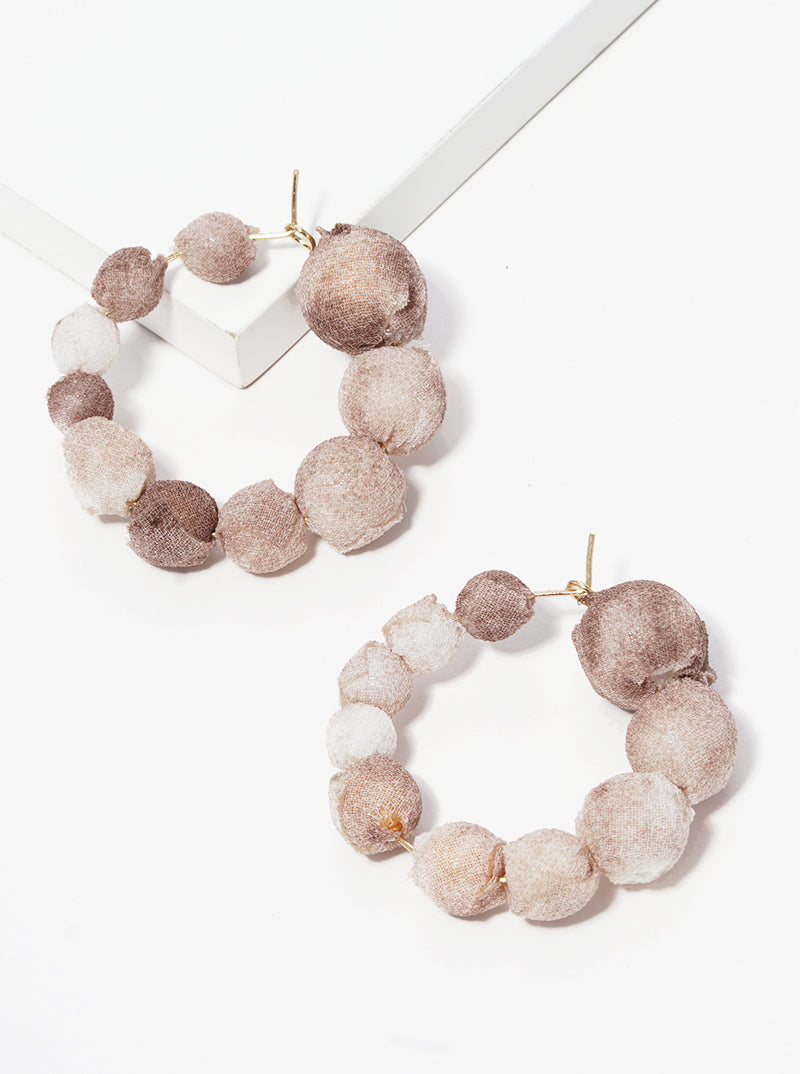 30mm Graduated Fabric Wrapped Bead Hoop Earrings