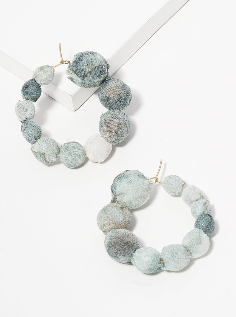 30mm Graduated Fabric Wrapped Bead Hoop Earrings