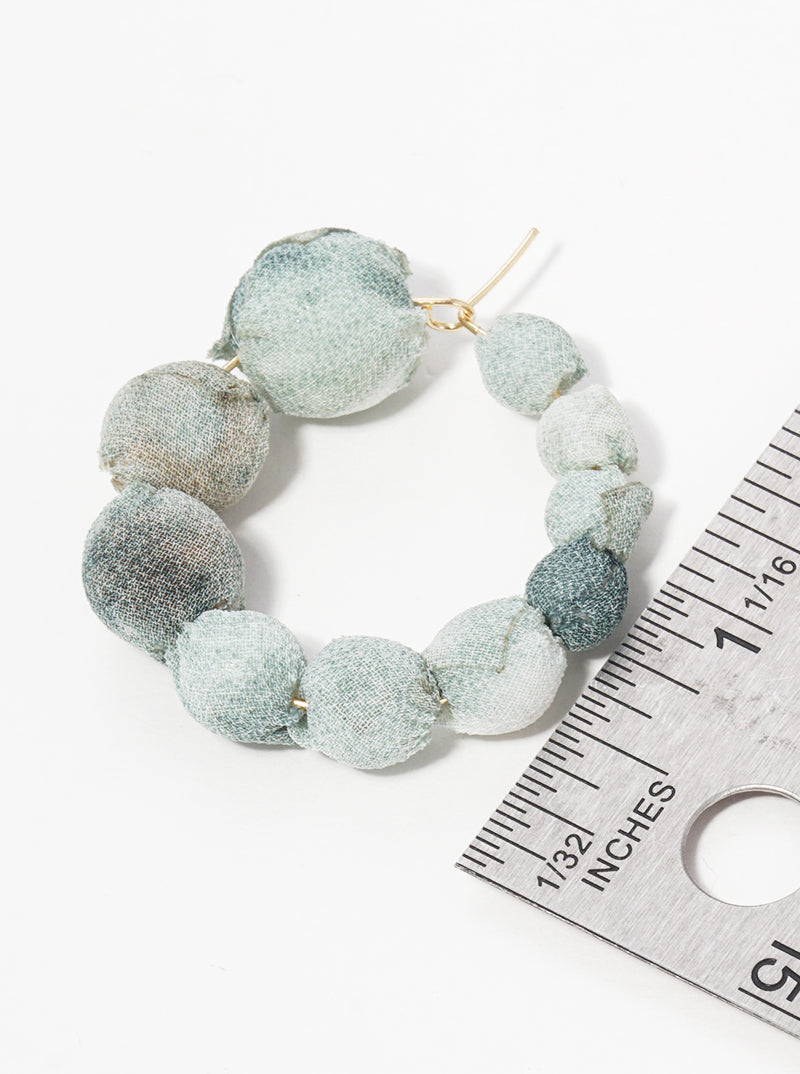 30mm Graduated Fabric Wrapped Bead Hoop Earrings