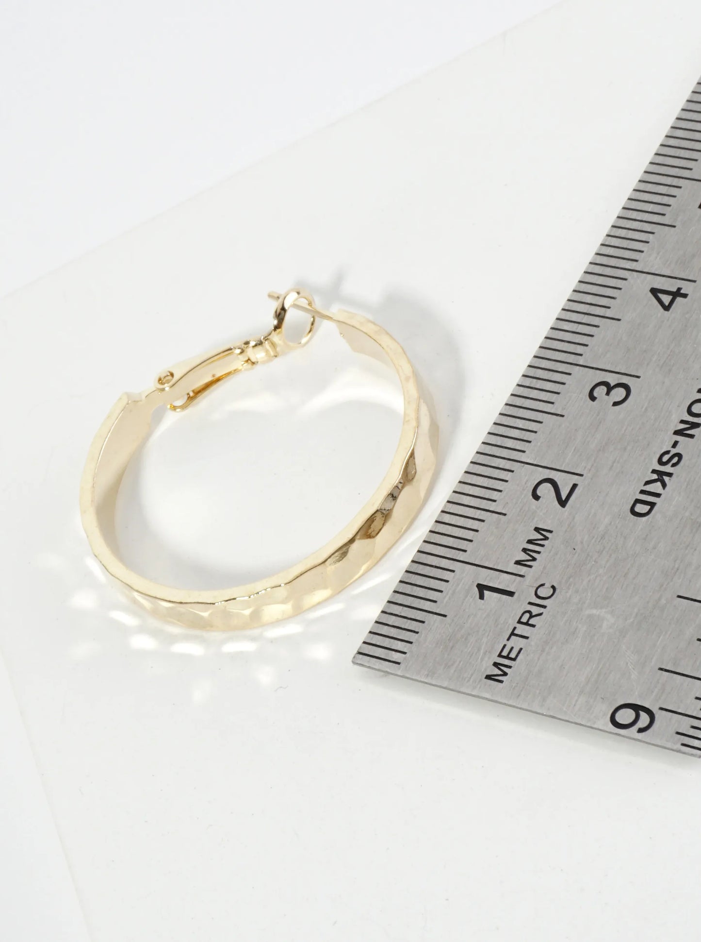 30mm Hammered-Texture 14K-Gold-Dipped Latch Back Chunky Hoop Earrings