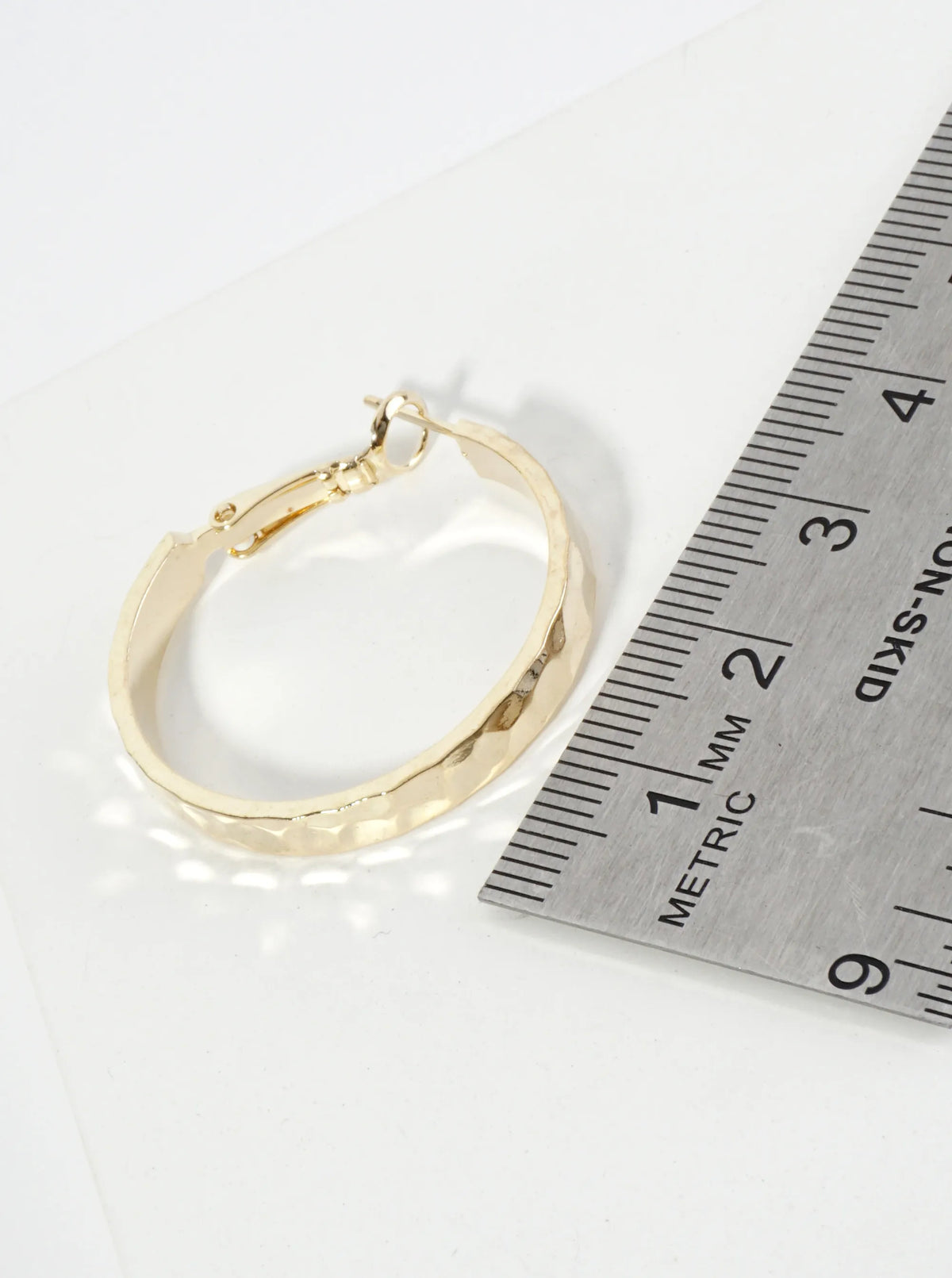 30mm Hammered-Texture 14K-Gold-Dipped Latch Back Chunky Hoop Earrings