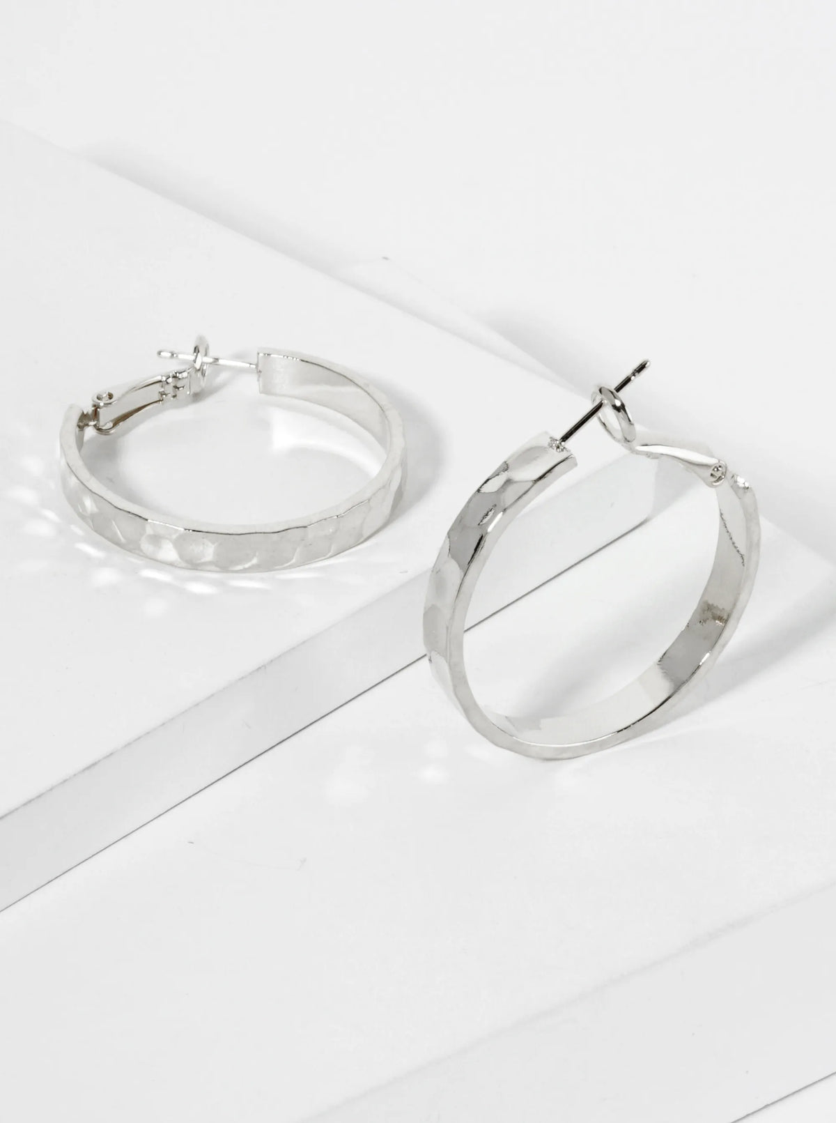 30mm Hammered-Texture 14K-Gold-Dipped Latch Back Chunky Hoop Earrings