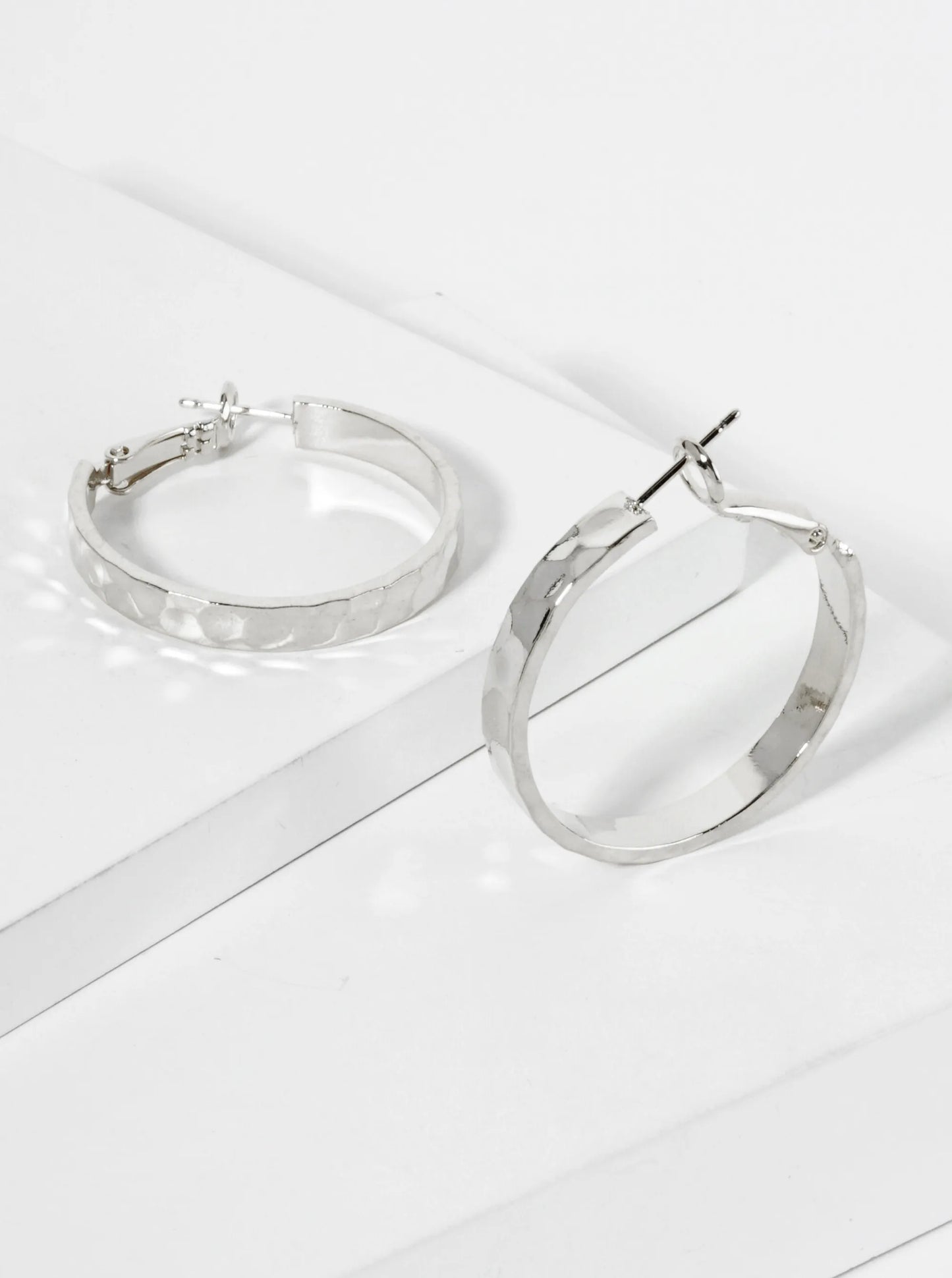 30mm Hammered-Texture 14K-Gold-Dipped Latch Back Chunky Hoop Earrings