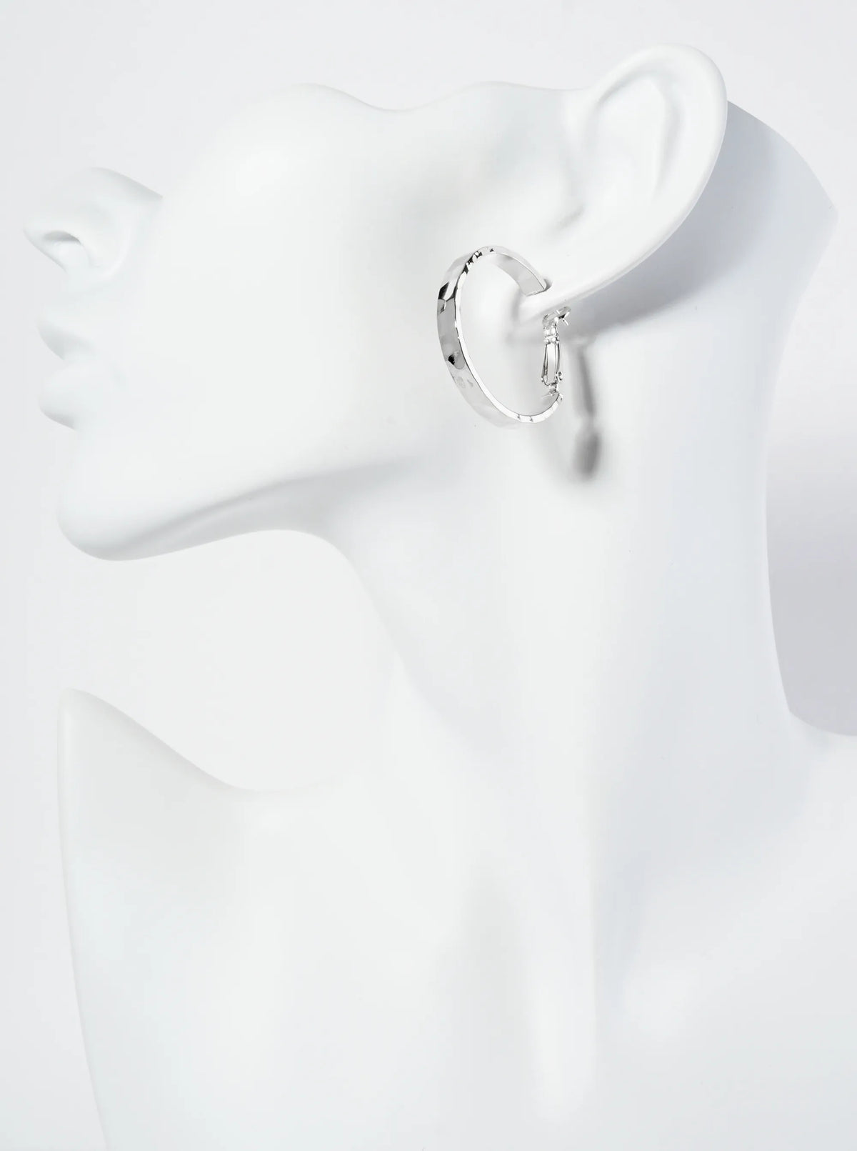 30mm Hammered-Texture 14K-Gold-Dipped Latch Back Chunky Hoop Earrings