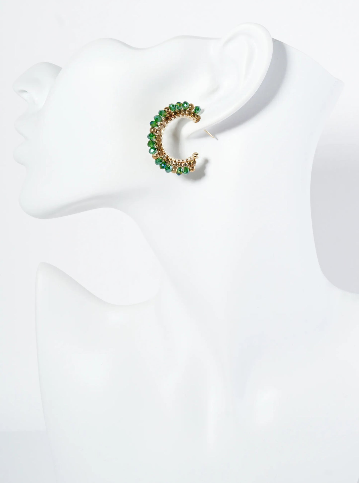 30mm Hoop Earrings With Glass And Square Metallic Beads Strung On Thread