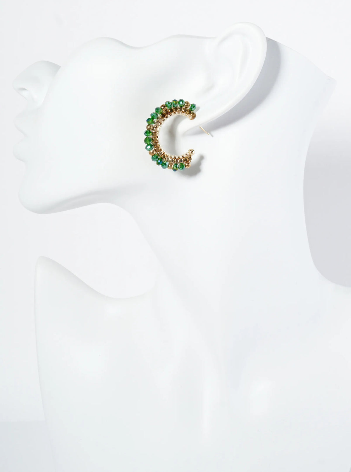 30mm Hoop Earrings With Glass And Square Metallic Beads Strung On Thread