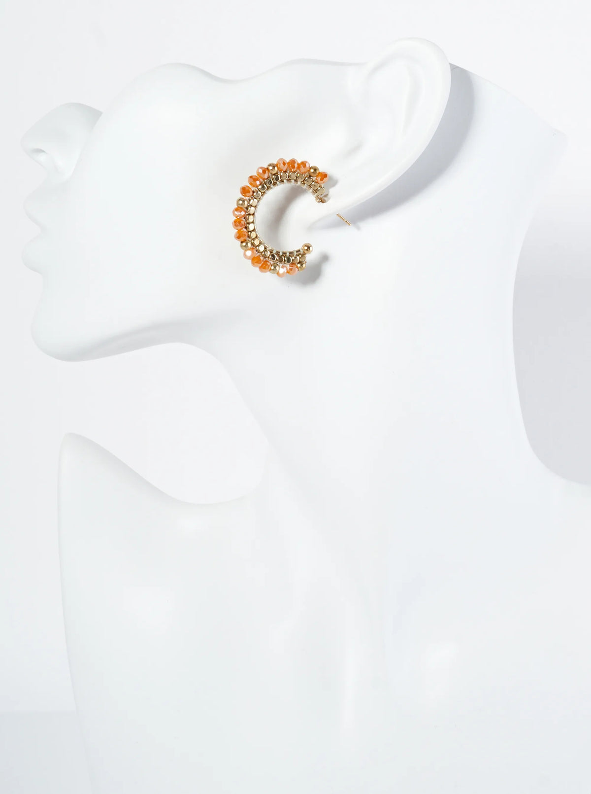 30mm Hoop Earrings With Glass And Square Metallic Beads Strung On Thread