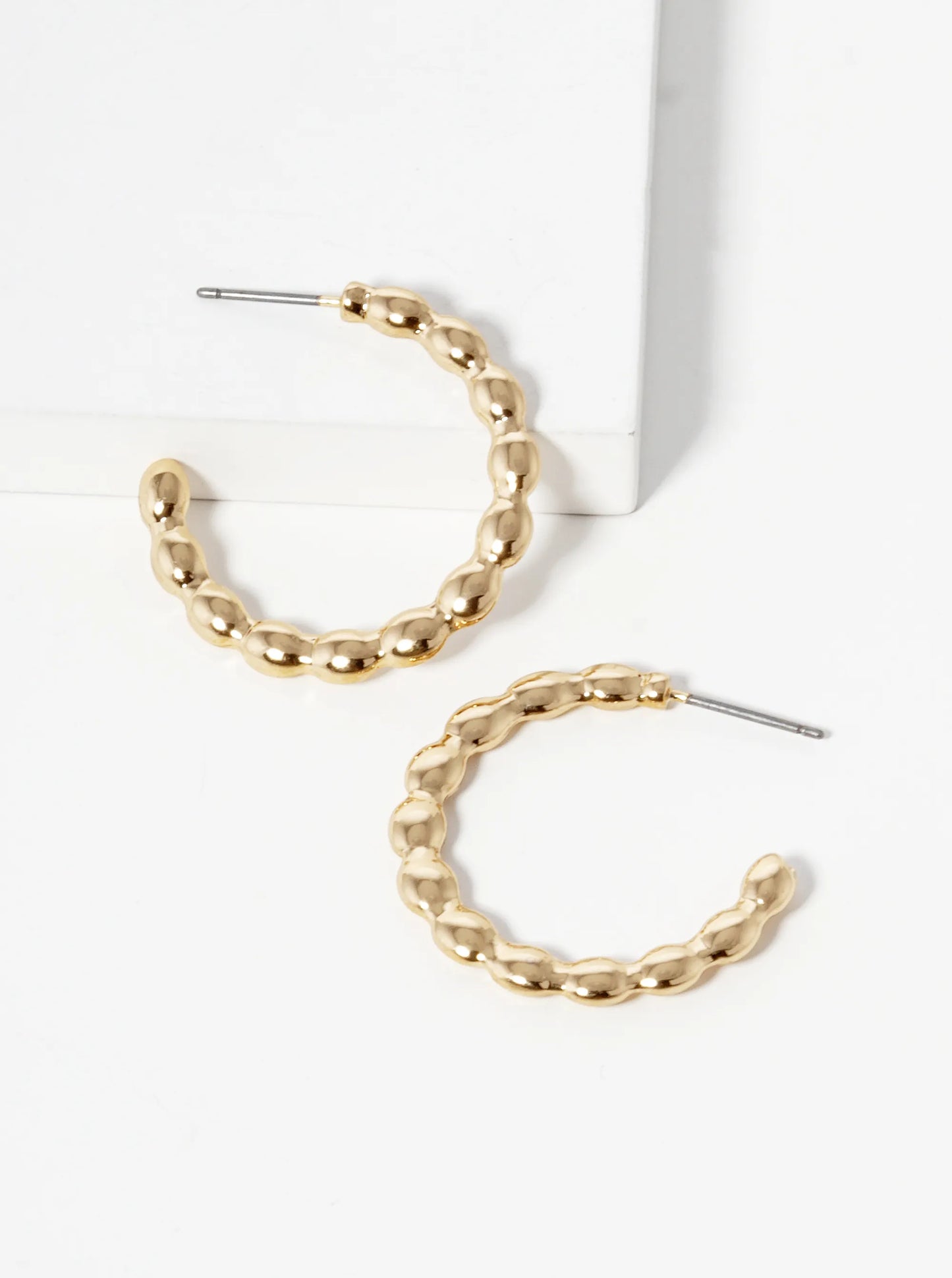 30mm Metal Ball Hoop Earrings