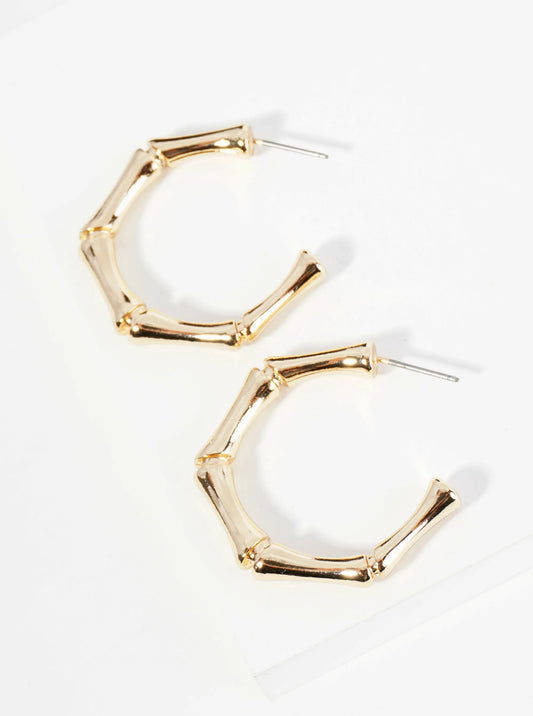 30mm Metal Bamboo Open Hoop Earrings