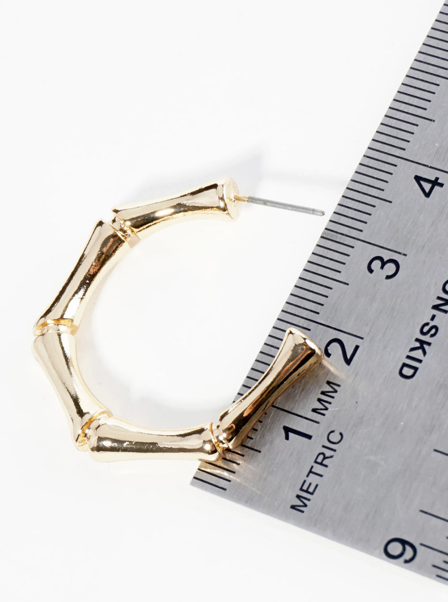 30mm Metal Bamboo Open Hoop Earrings