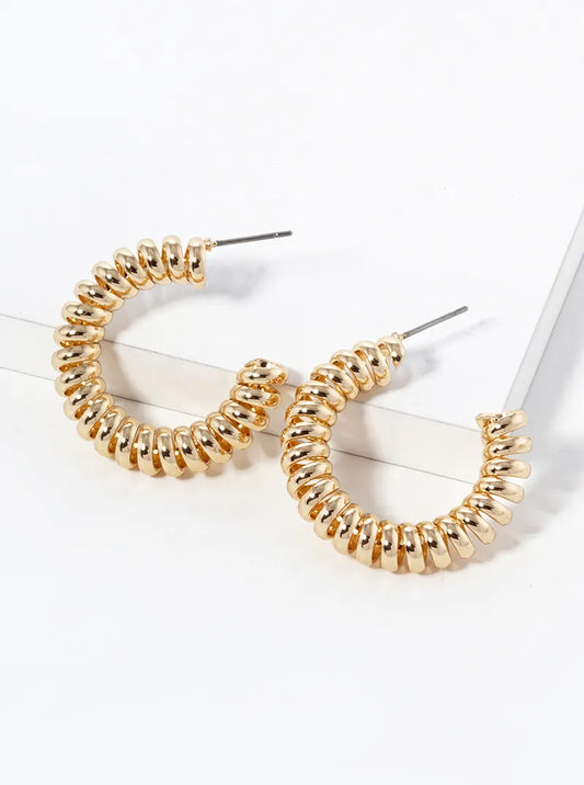 30mm Metal Spring Hoop Earrings