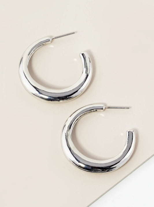 30mm Metal Tapered Open Hoop Earrings