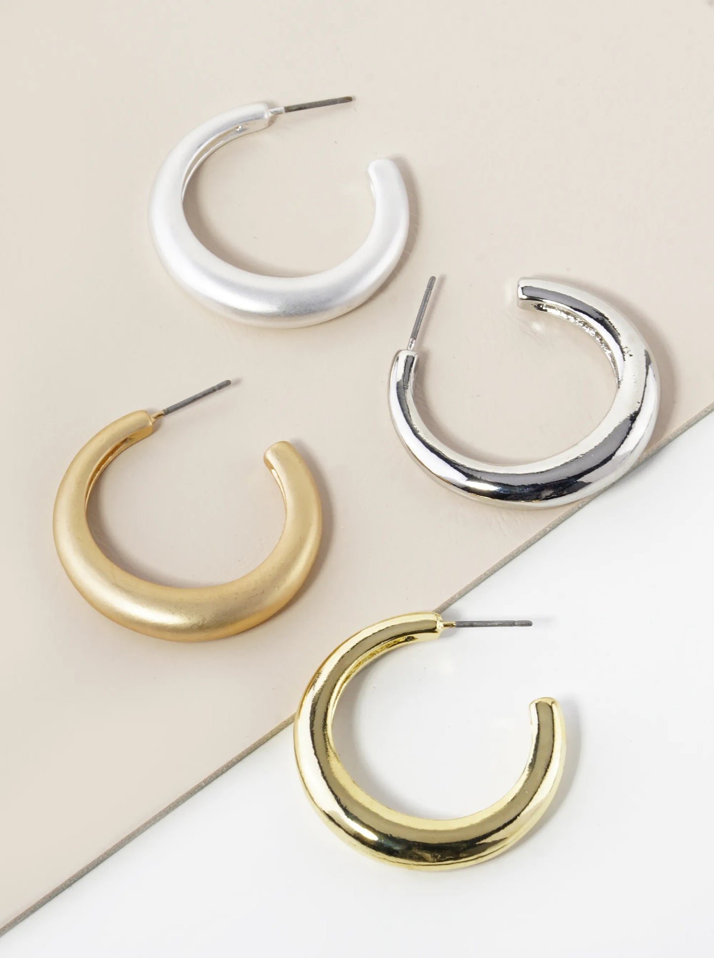 30mm Metal Tapered Open Hoop Earrings