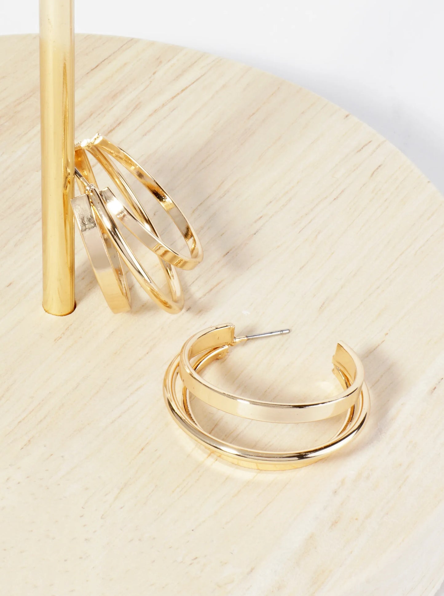 30mm Metal Triple Layer Hoop Earrings