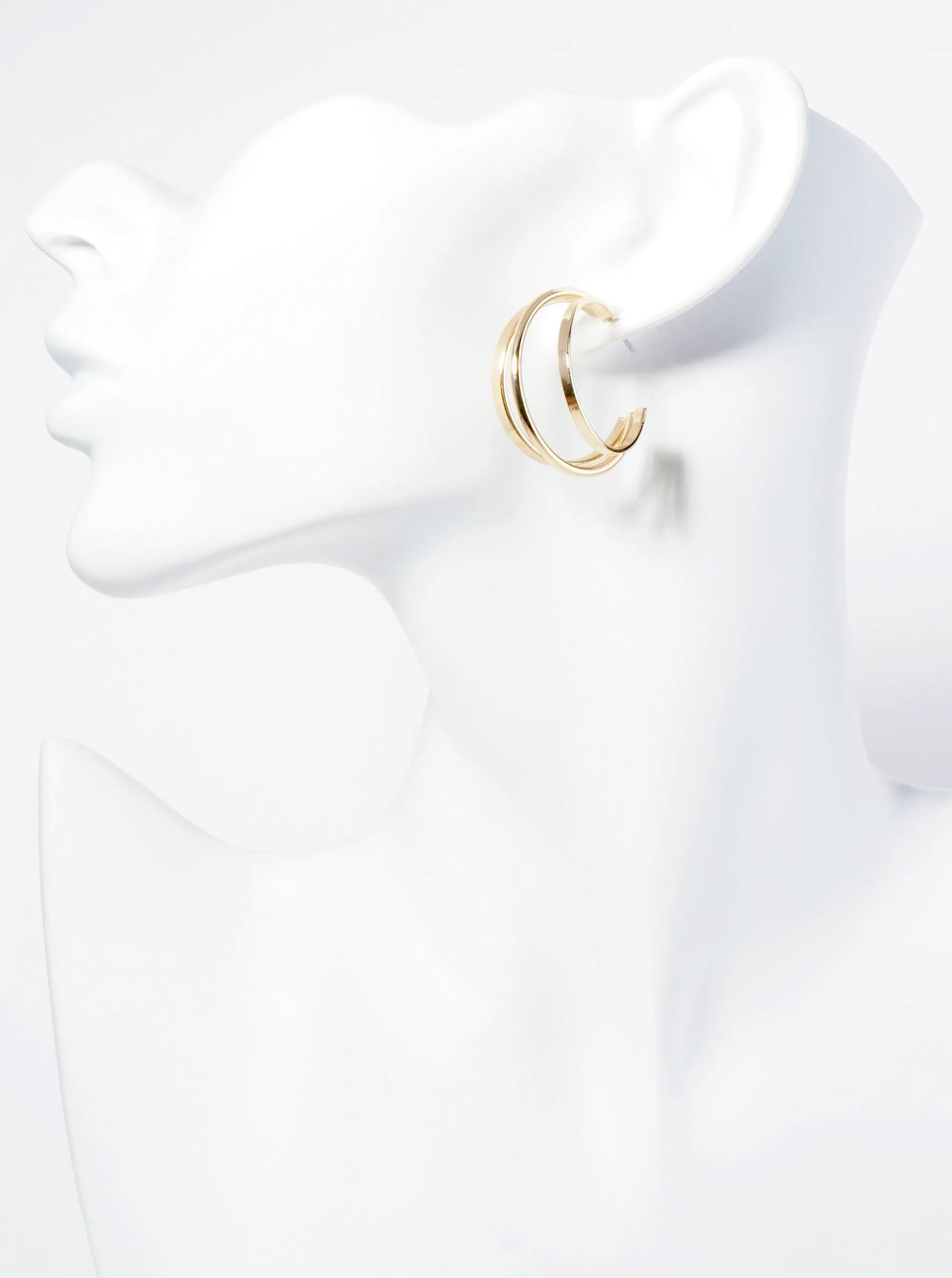 30mm Metal Triple Layer Hoop Earrings