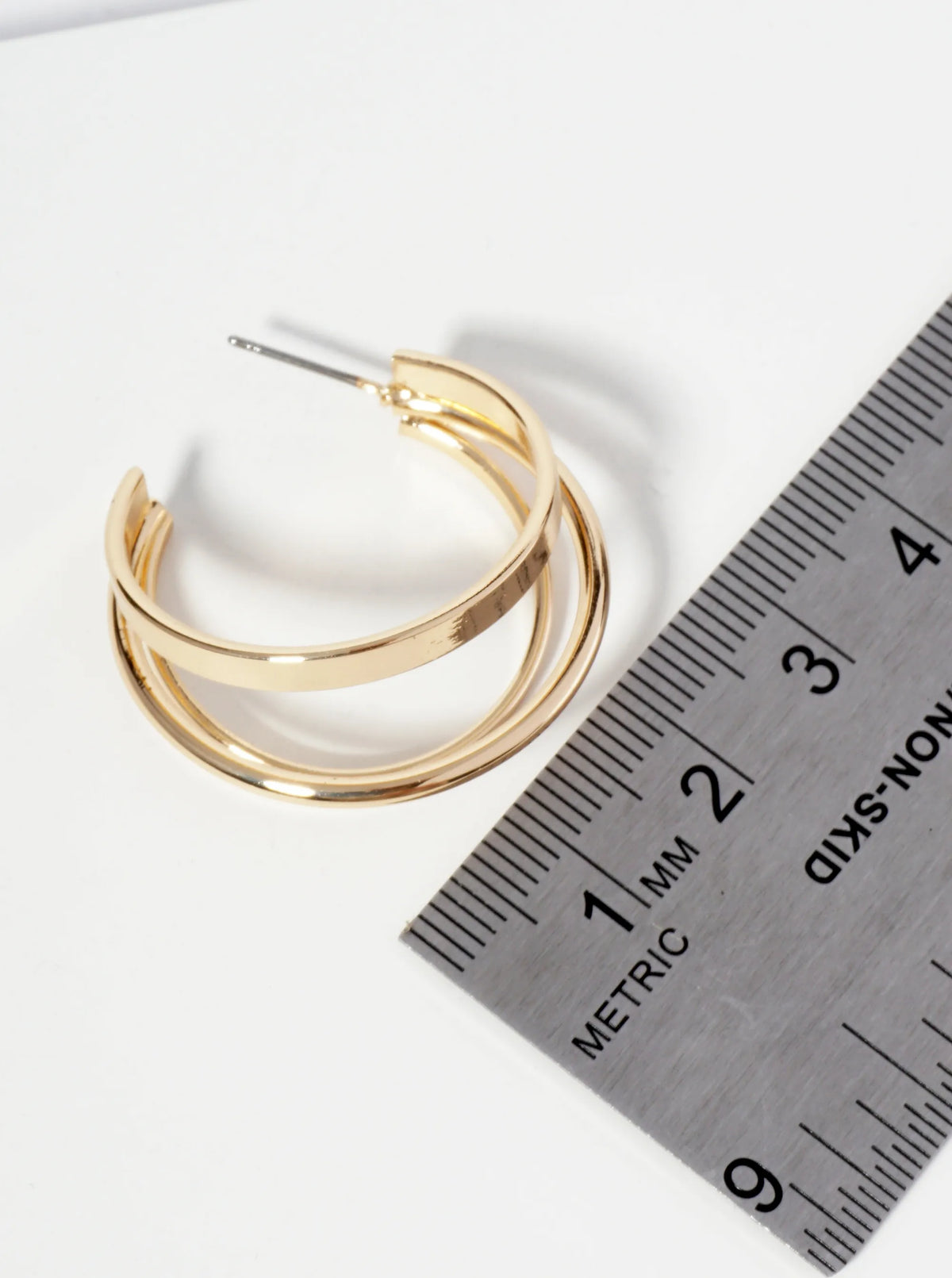 30mm Metal Triple Layer Hoop Earrings