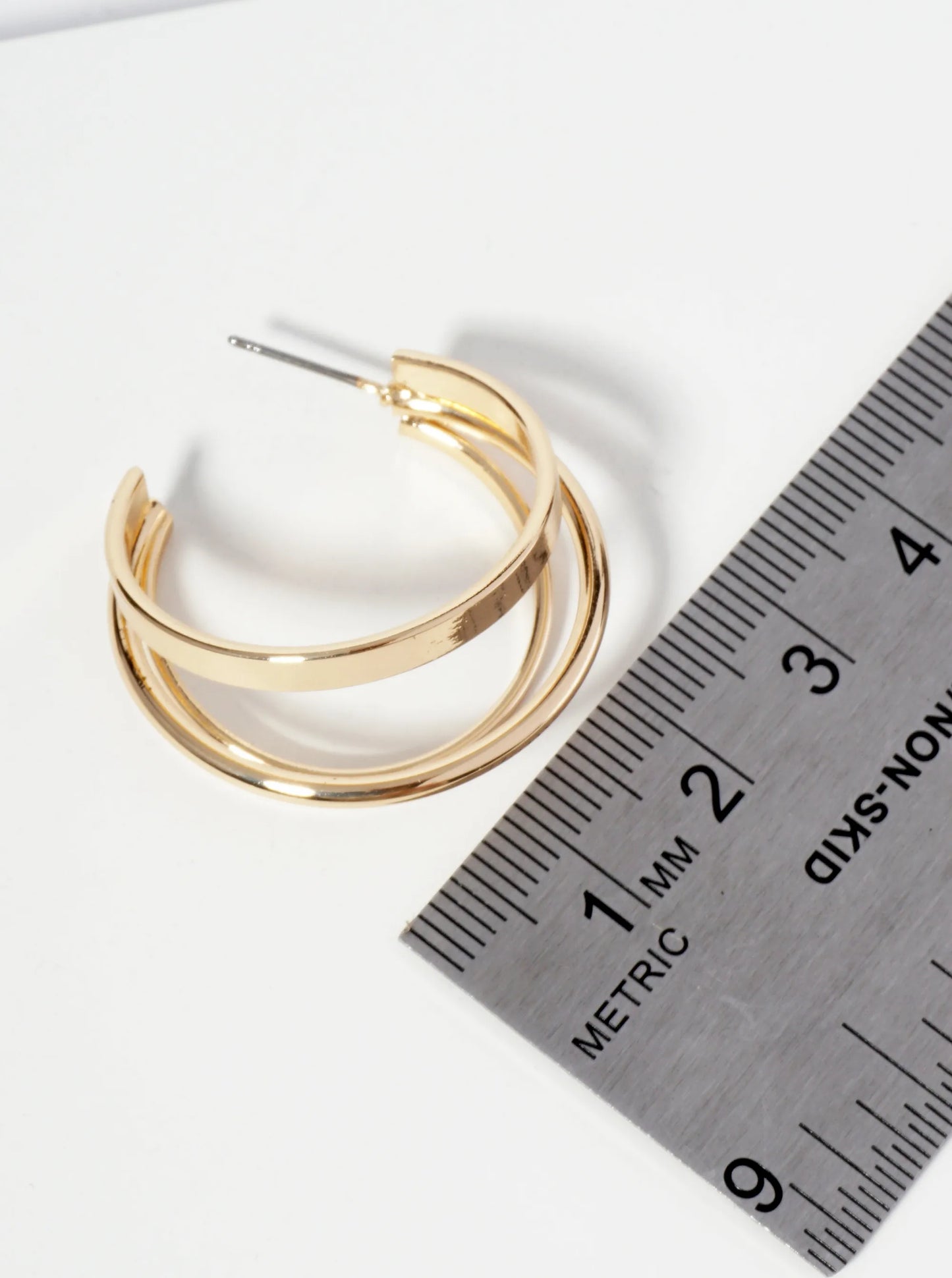 30mm Metal Triple Layer Hoop Earrings