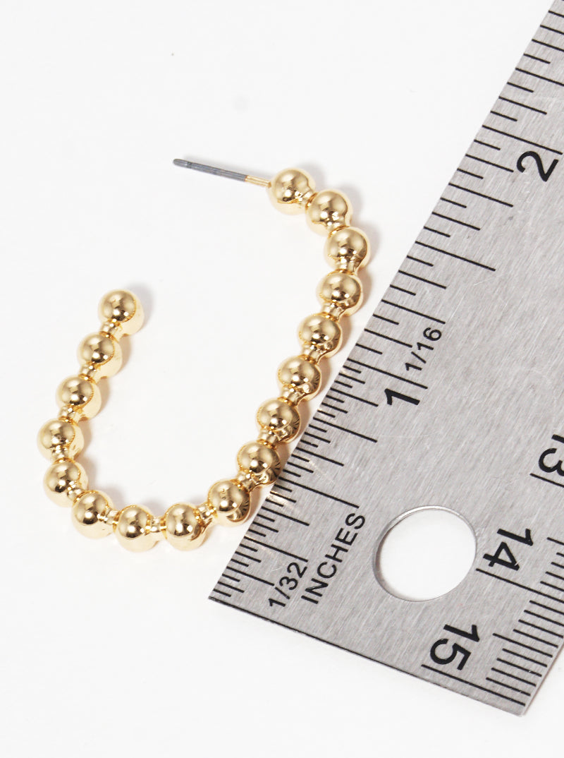 30mm Metallic Bead Oval Shape Open Hoop Earrings