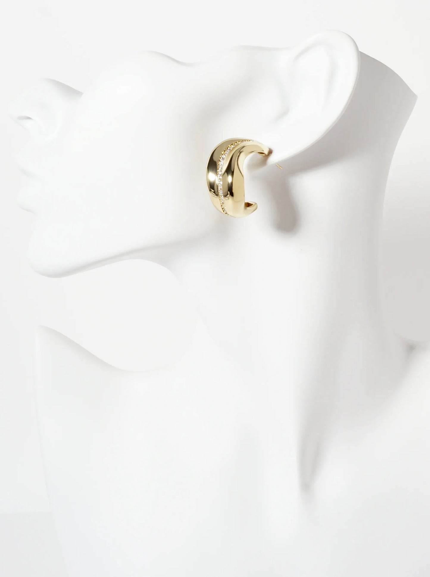30mm Organic Hoop Earrings With A Single-Row Of CZ-Set Along The Curve