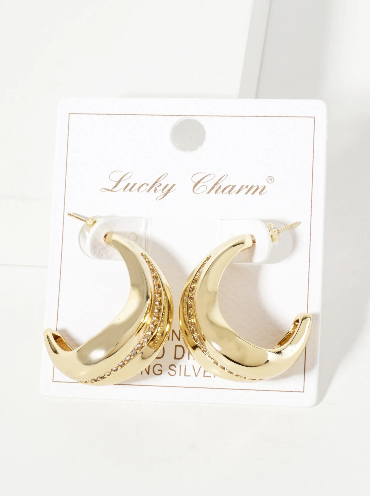30mm Organic Hoop Earrings With A Single-Row Of CZ-Set Along The Curve