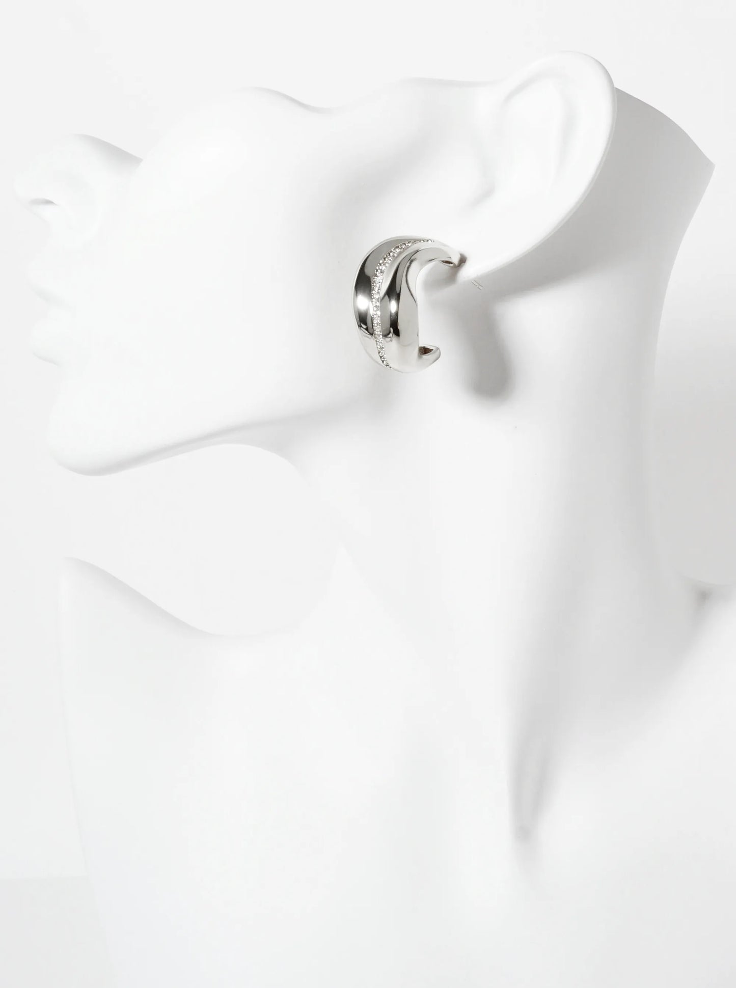 30mm Organic Hoop Earrings With A Single-Row Of CZ-Set Along The Curve