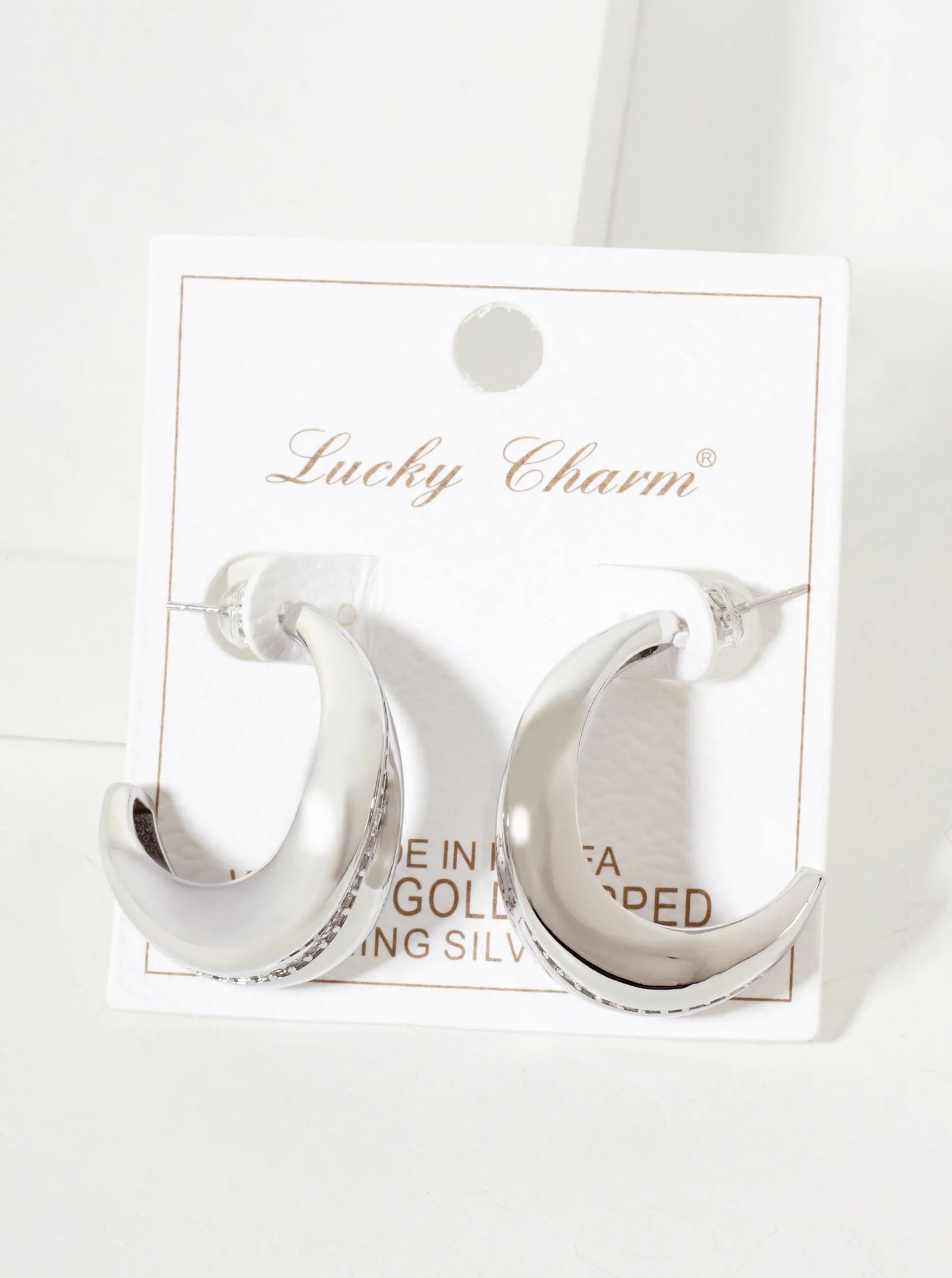 30mm Organic Hoop Earrings With A Single-Row Of CZ-Set Along The Curve