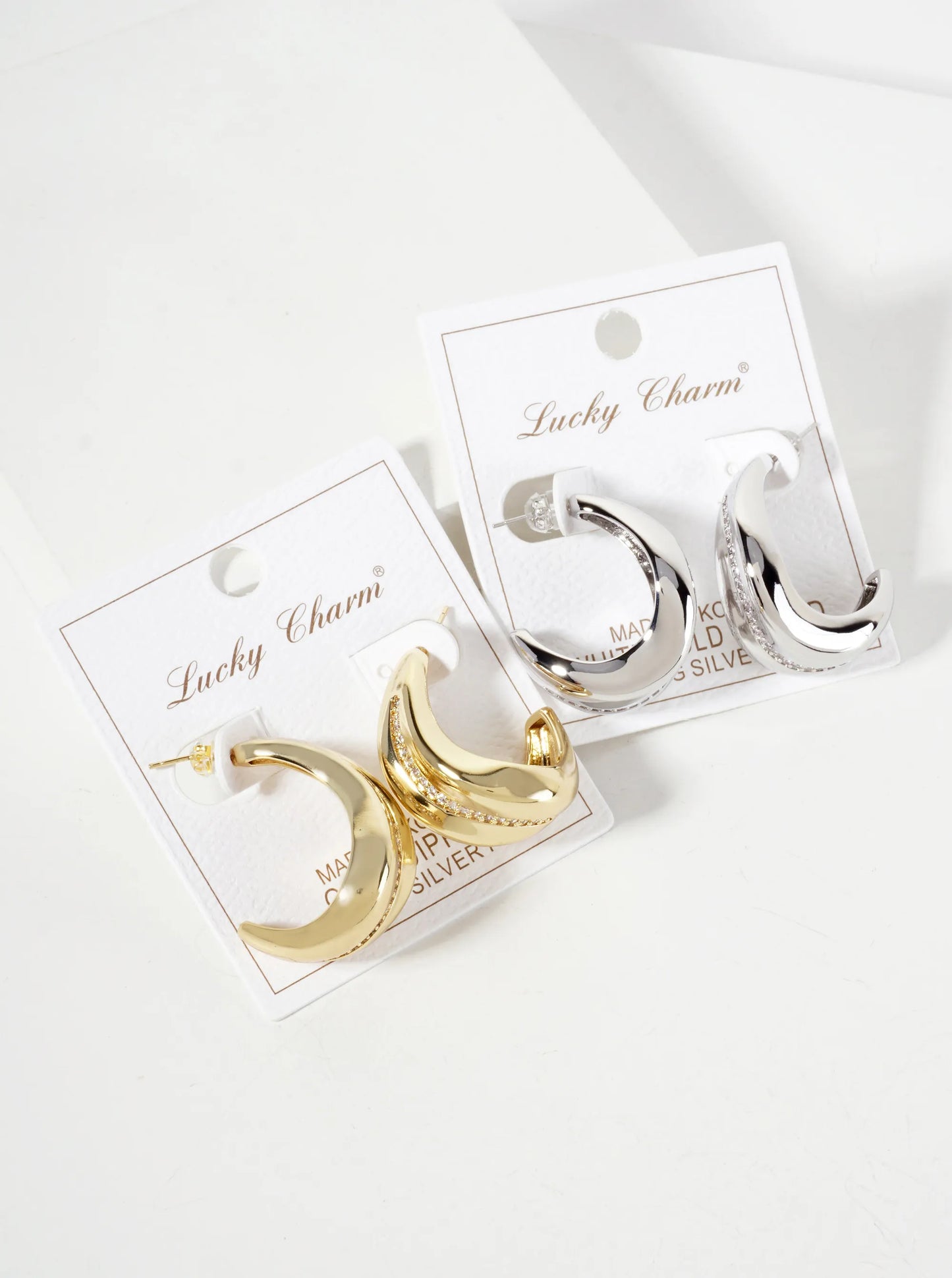 30mm Organic Hoop Earrings With A Single-Row Of CZ-Set Along The Curve