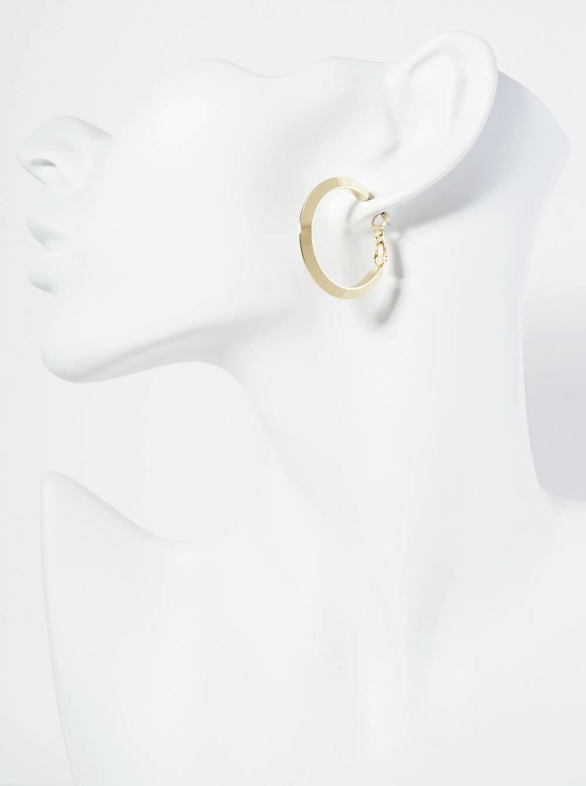 30mm Polished 14K-Gold-Dipped Brass Latch-Back Angled Hoop Earrings