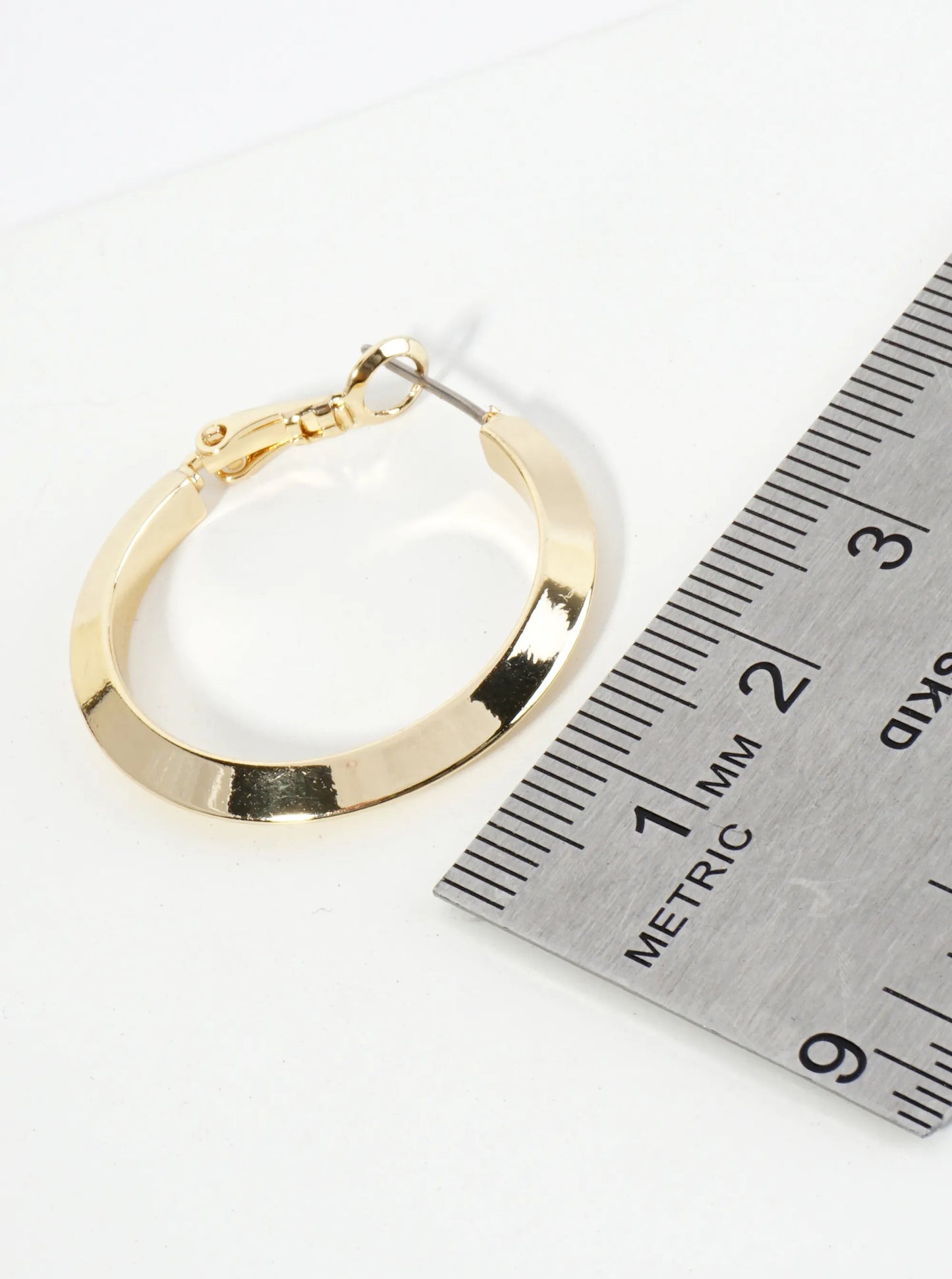 30mm Polished 14K-Gold-Dipped Brass Latch-Back Angled Hoop Earrings