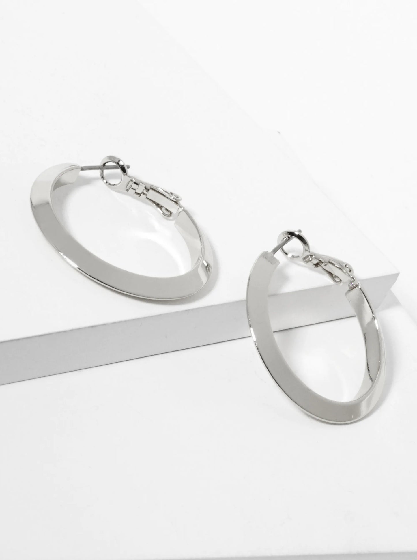 30mm Polished 14K-Gold-Dipped Brass Latch-Back Angled Hoop Earrings